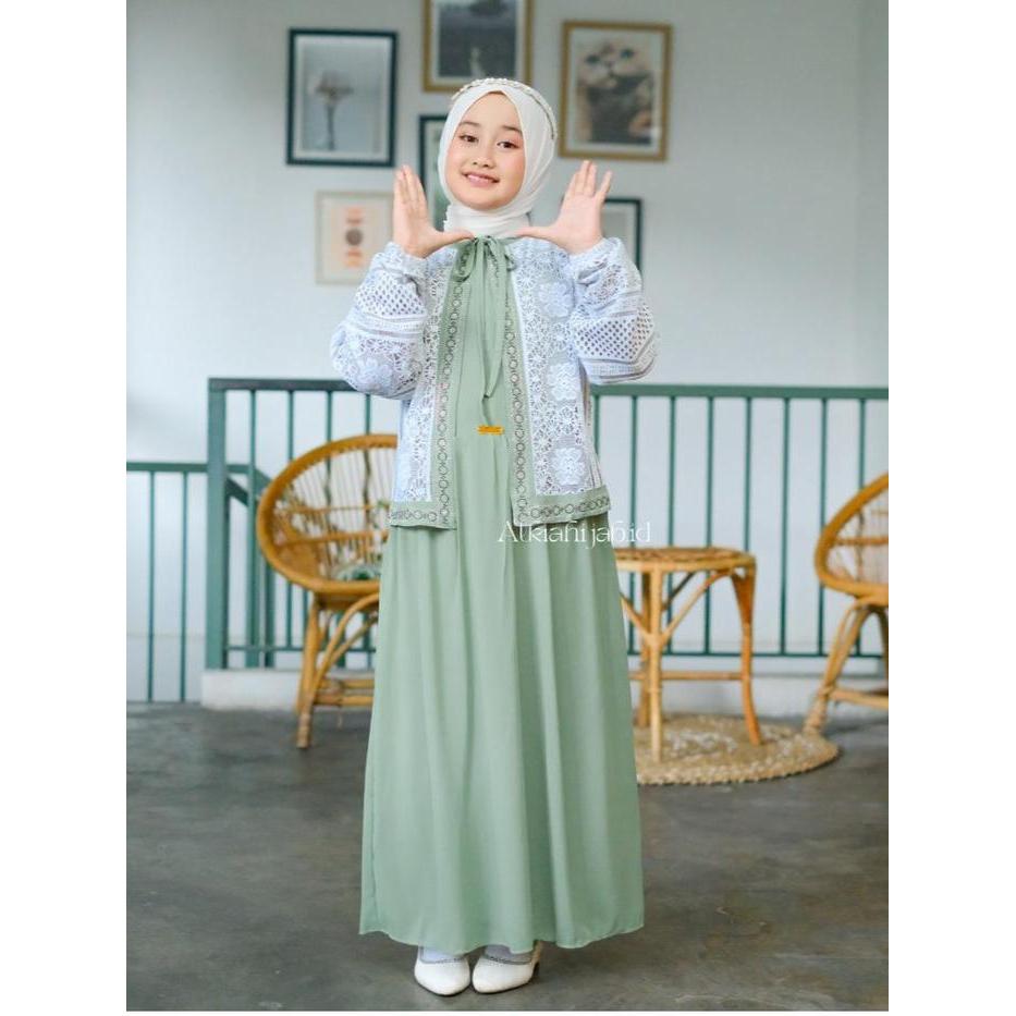Andin Gamis Abaya Anak Remaja Tanggung Usia 6-17 Tahun Bahan Ceruti Babydoll Mix Payet Motif Payet