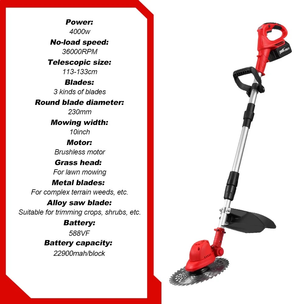 . Onevan Pemotong Rumput Elektrik Tanpa Sikat 36000Rpm Pemotong Rumput -