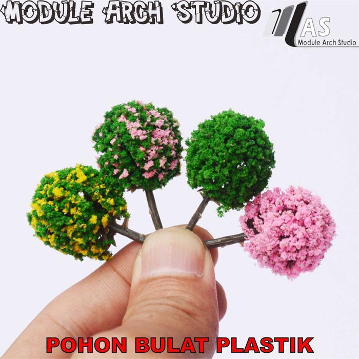 Maket Pohon Bulat Plastik - Miniatur Pohon Bunga