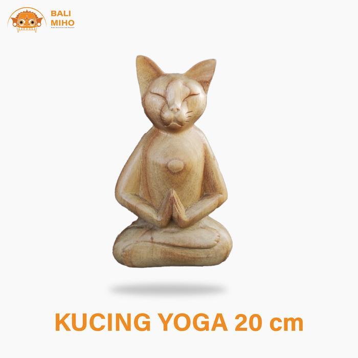 PATUNG KUCING YOGA KAYU/PATUNG KUCING MEDITASI/PATUNG KUCING