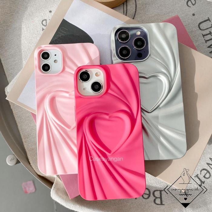 Twist Love Case For Iphone XR 11 12 13 14 15 PLUS PRO MAX Casing Lucu Cool Simple Hati Heart Chrome