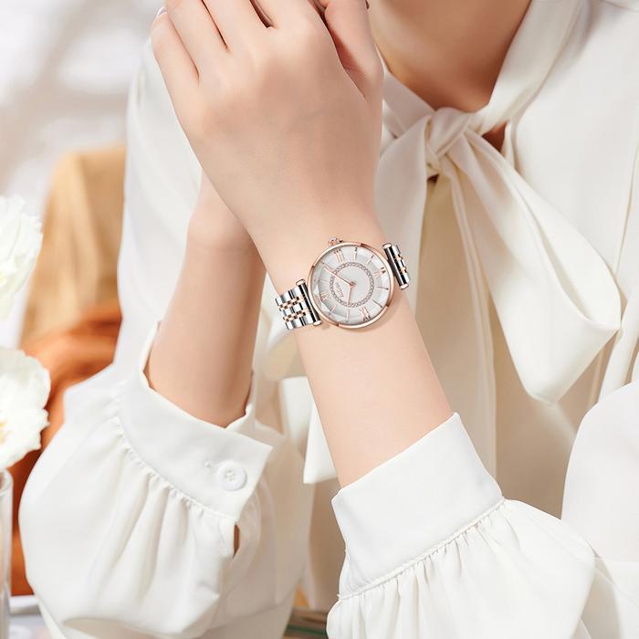 WatchNews- Biden Jam Tangan Wanita Bisnis Tali Stainless Steel Kuarsa Anti Air Jam Tangan Cewek