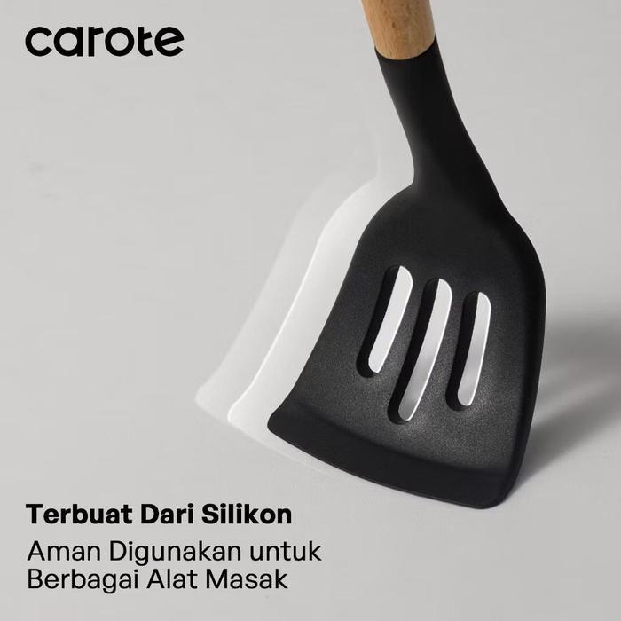 Carote Set Peralatan Dapur 8pcs Spatula Silikon Gagang Kayu
