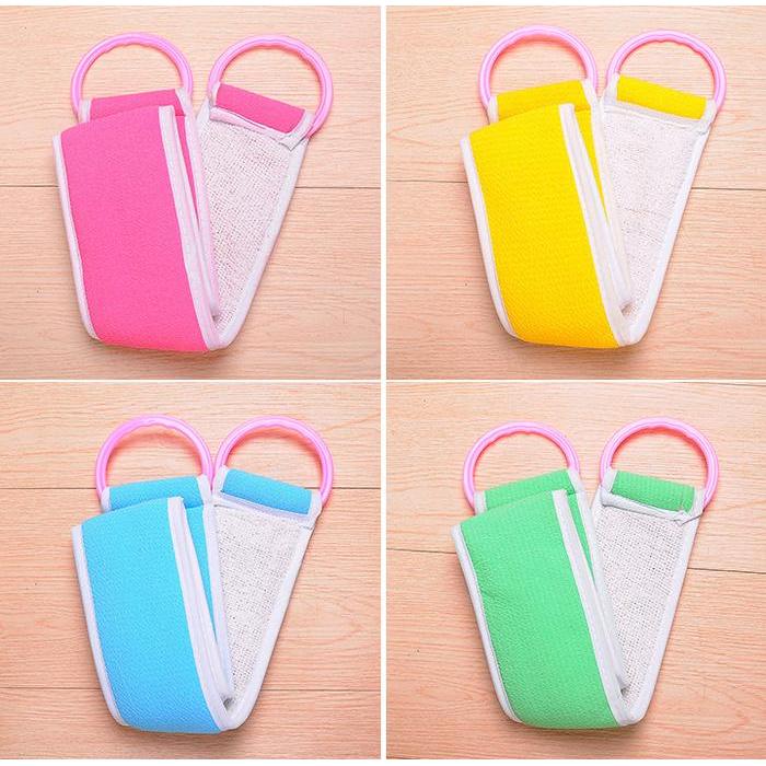 Bath Belt Sabuk Gosok Punggung Mandi Pembersih Balik Badan Shower Hijau Kain Kuning Plastik