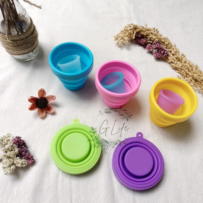 Glife Tempat Sterilisasi Menstrual Cup,Wadah Menstrual Cup, Portable Penyimpanan Menstrual Cup