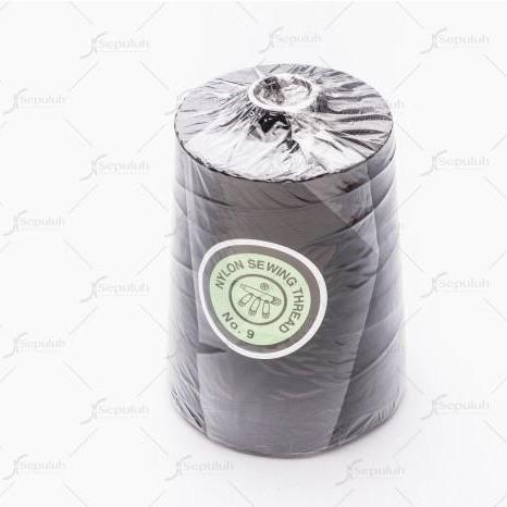 Benang Nylon Cap PENITI No. 6 Cone Hitam 100% Nylon D6 Tahan Lama untuk Jahit Sepatu Jok Mobil Tas
