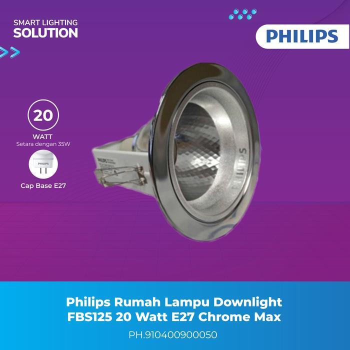 Philips Rumah Lampu Downlight Baja Fbs125 20 Watt E27 Chrome Max