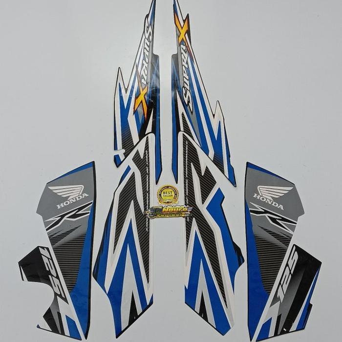 stiker striping motor supra X 125 R 2012 biru full body original