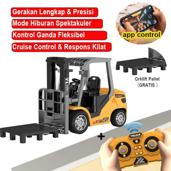 Mainan Anak Remote Control RC Mini Forklift 1:64/1/64 RC Mini Forklift Mainan 2.4GHz Truk pengangkat