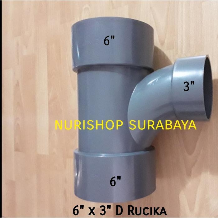 Large Radius Tee 6x3 / Tee way / Tee Y 90 derajat PVC RUCIKA 6" x 3" D