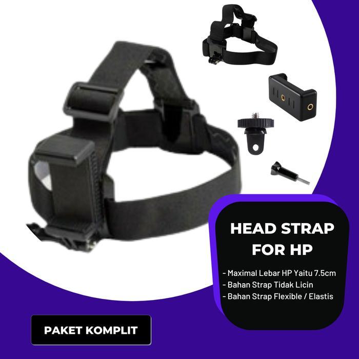 Head Strap HP Tali Kepala Belt Mounting Vlog For Handphone Smartphone Action Camera holder tripod