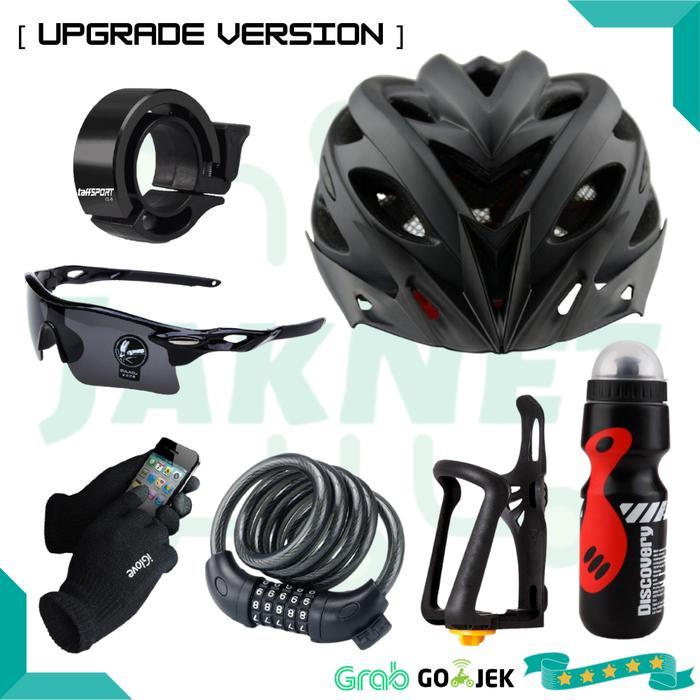Paket Lengkap Helm Sepeda EPS PVC Shell dengan Lampu Backlight