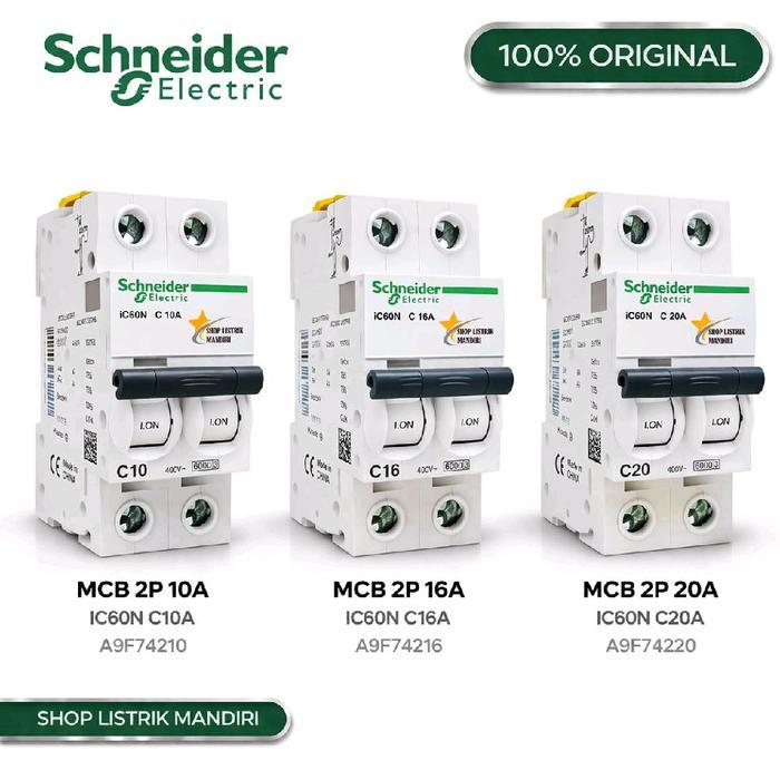 Schneider Mcb 2Phase 10A 16A 20A Ic60N Acti9 Original Mcb 2P 16Ampere 16Ampere 20Ampere Original