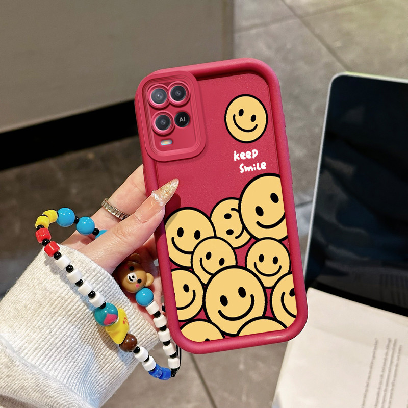 Casing Hp untuk OPPO A54 Case Casing pola senyum Silikon Cesing Softcase Kasing ceruk HP mewah Akses
