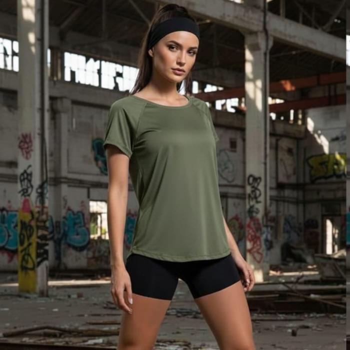 Kaos Olahraga Wanita Lengan Pendek Punggung Terbuka / Sport Top Backless Yoga Gym Lari By Sixpack