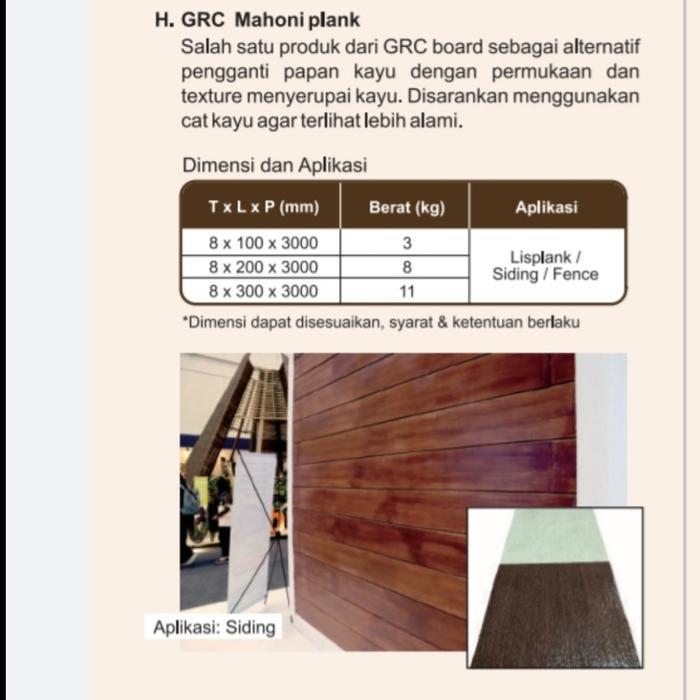 "New" GRC Motif Serat Kayu Varian / Mahoni Plank GRC / Lisplang / Lisplank /