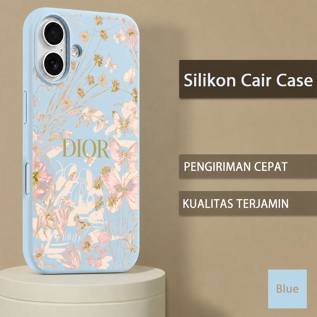 Kupu Kupu Dior Bunga Silikon Casing Untuk Iphone 17 Pro Max 15 11 16 Plus 14 16 Pro Max 13 12 Pro Nm