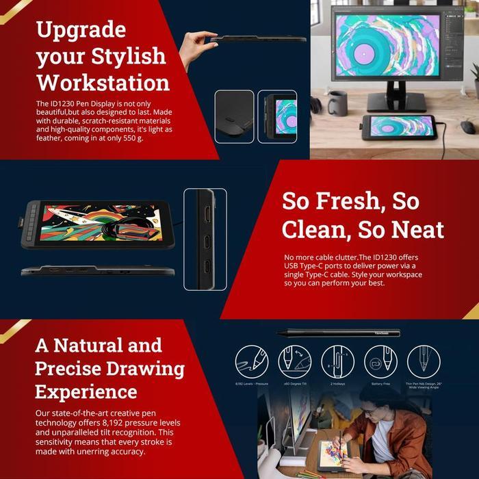 Khusus Grab Drawing Graphic Tablet Pen Display Viewsonic Id1230 Portable