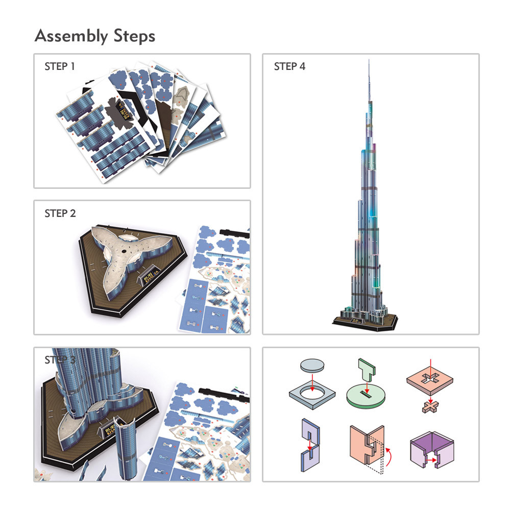 . Cubicfun 3D Puzzles Led Dubai Burj Khalifa 57.5 H Architecture -