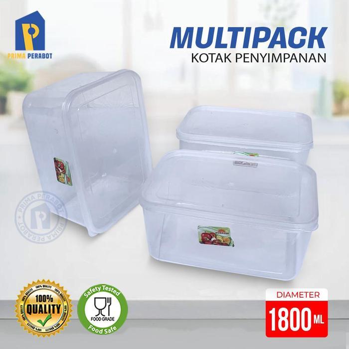 Kotak Plastik Multipack 1800ml Kotak Penyimpanan Serbaguna Sunrise