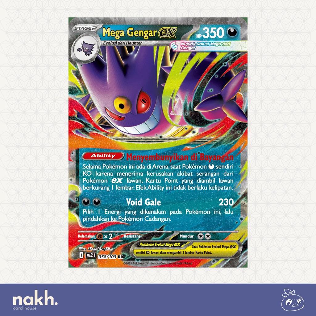 Kartu Pokemon TCG Indonesia Kobaran Biru MA2 058/103 Mega Gengar ex