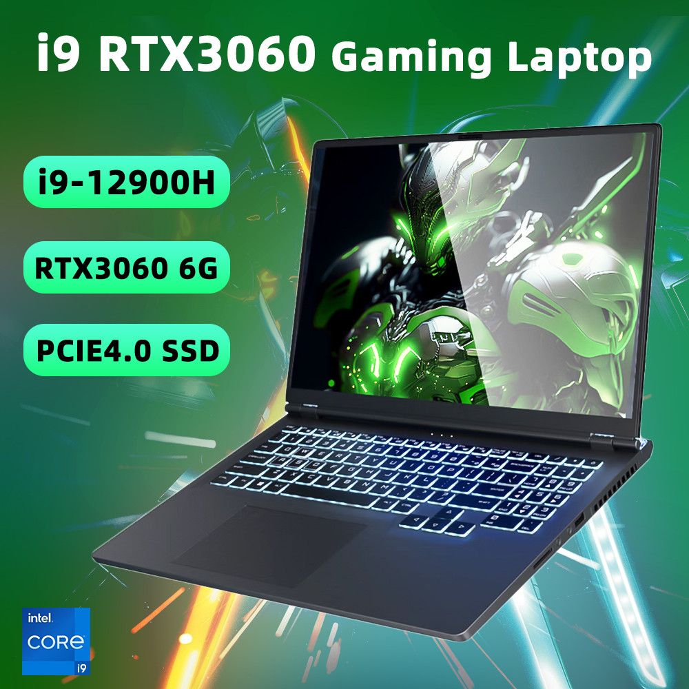 Kingnovy Fashion Gaming Laptop Intel i9 12900H i7-12700H NVIDIA GeForce RTX 3060 GDDR6 6GB GPU 16" F