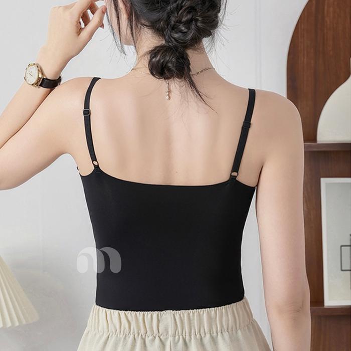 SiapPakai- Mitha Kamisol Tanktop Seamless With Bra Cup Busa Tipis Fit To Xl Panjang Adem