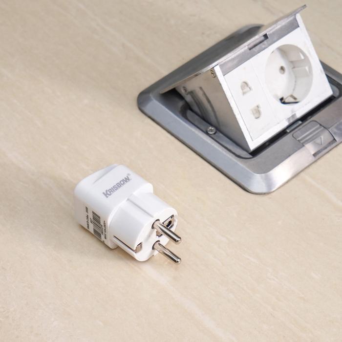 AZKO KRISBOW STEKER ARDE ADAPTOR TRAVEL TANPA SWITCH - PUTIH