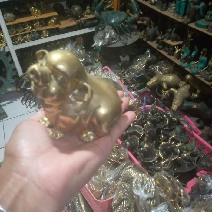 pig brass statue patung babi shio bahan logam kuningan