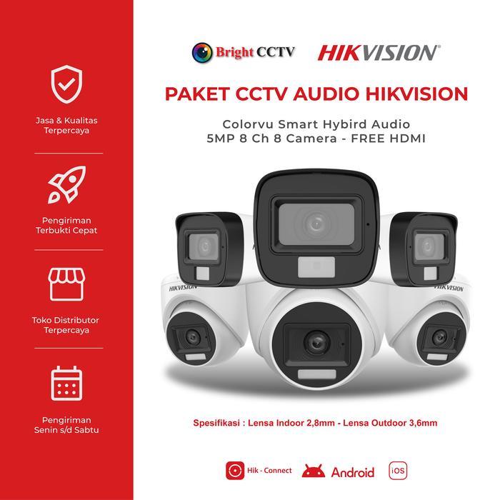 Paket Cctv Hikvision Audio Camera 8Ch 8 Camera 5Mp