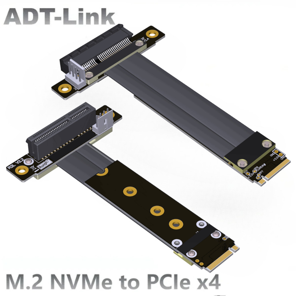 Adt-Link M.2 Nvme To Pcie 3.0 X4 Riser Cable For Pcie X4 Ssd Raid, Lan, Capture Cards To M.2(Ultra