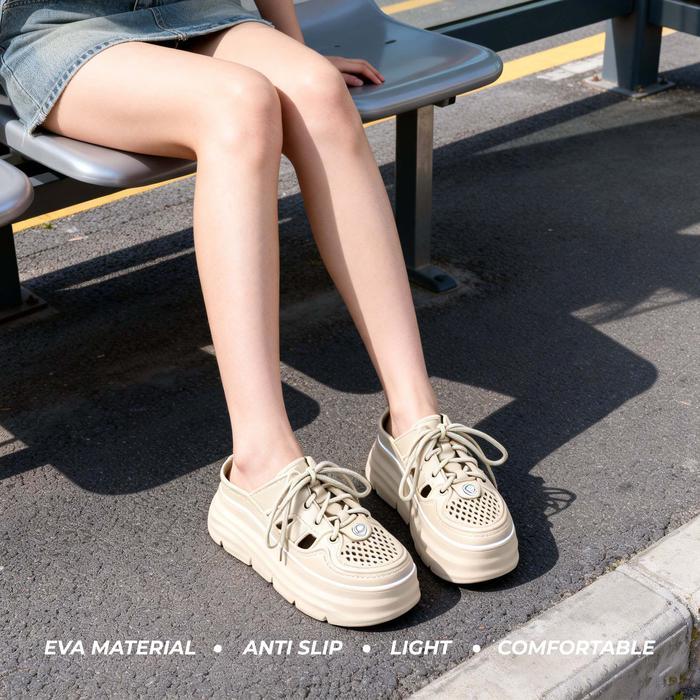 Donatello - Sepatu Sandal Wanita Sandal Selop Sporty Kekinian Sandal Wedges Sandal Selop Tali Bahan