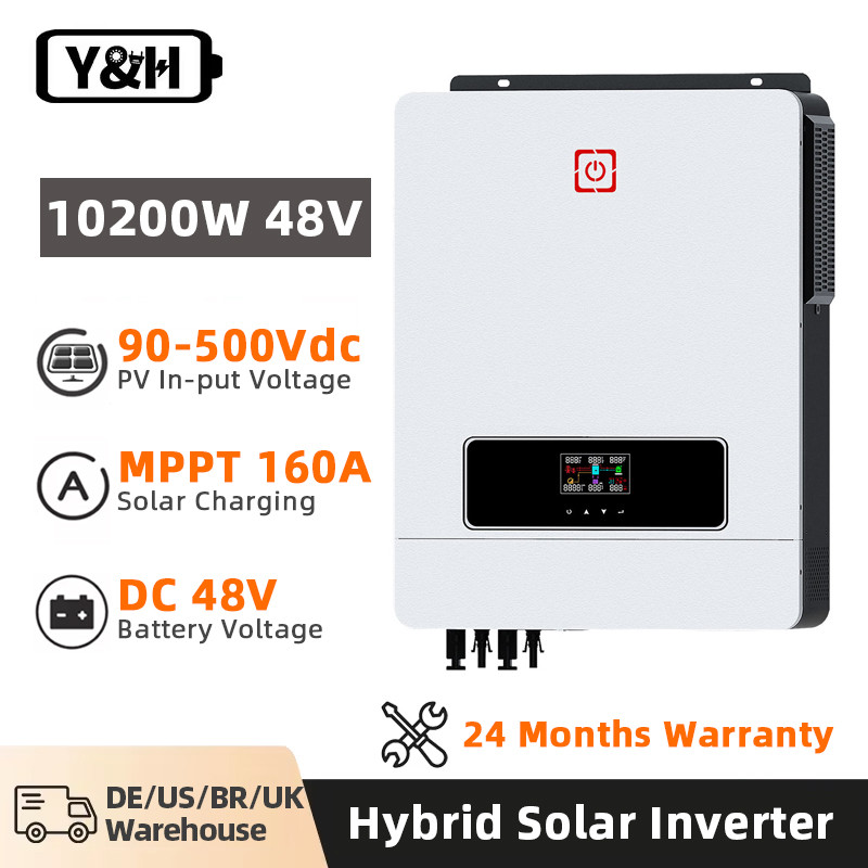 . Y&H 10.2Kw/6.2Kw Hybrid Solar Inverter On/Off Grid Inverter 48V 220V Pure Sine Wave Inverter Mppt