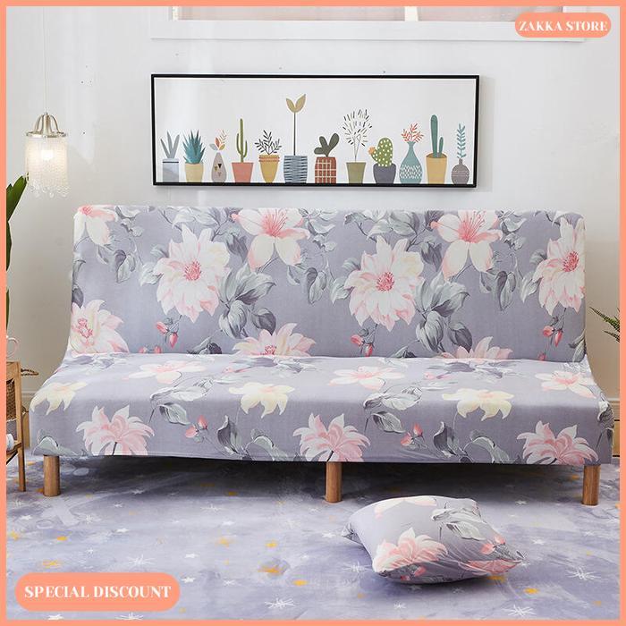 Premium Zakka Store Penutup Sofa Bed Elastis Vintage Shabby Floral Scandinavian Kain Serat