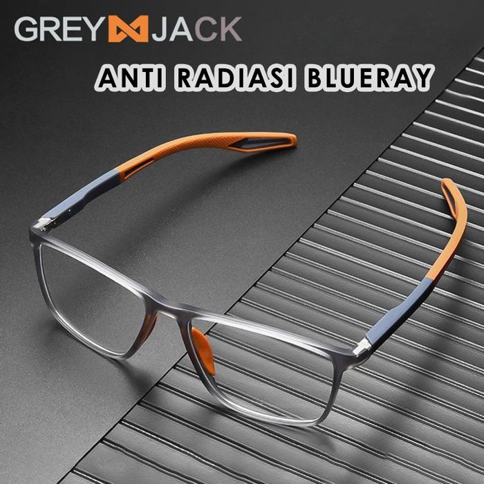 Premium Grey Jack Kacamata Antiradiasi Blueray Sport Kotak Tr Bisa Minus 1119 Original