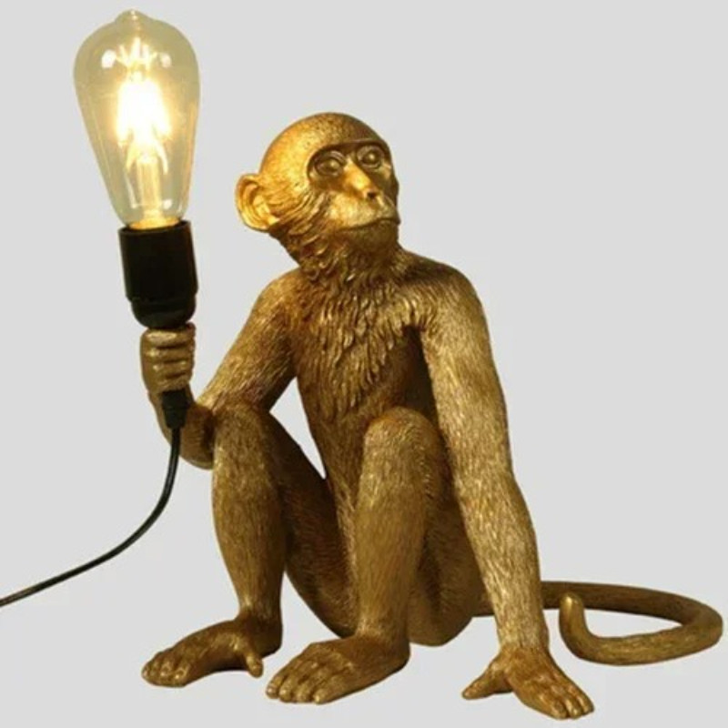 Nordic Retro Ceiling Pendant Light Hemp Rope Resin Monkey Pendant Light Bedroom Children's Room