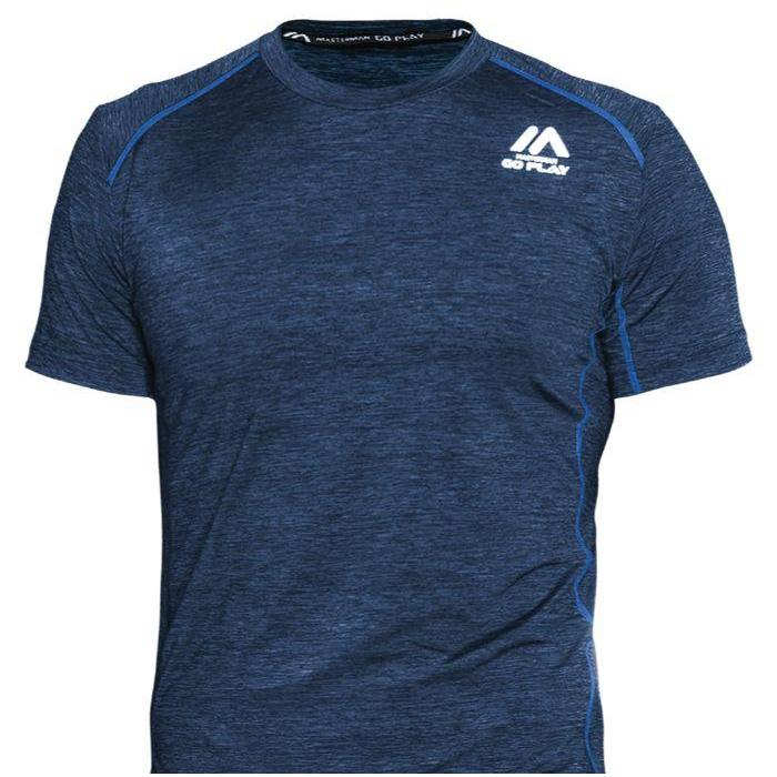 Masterman Goplay Melanite Space Dye Knit Blue Kaos Lari Gym Olahraga