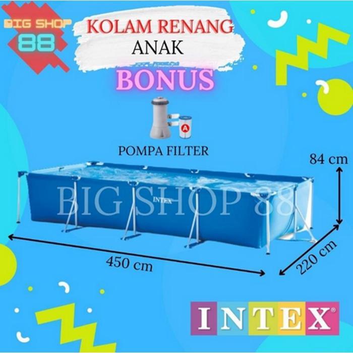 Kolam Renang Keluarga Dewasa Anak Intex Kolam Portable Family Kolam Ikan Frame Pool Jumbo Raksasa 3M