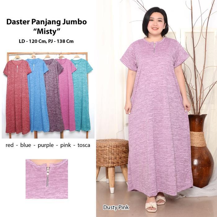 PROMO westylis Daster Busui Jumbo Polos Misty Model Panjang / Daster Panjang Jumbo / Gamis Lengan