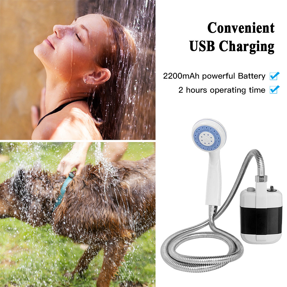 . Usb Rechargeable Camping Shower Outdoor Portable Shower Head Bathing -