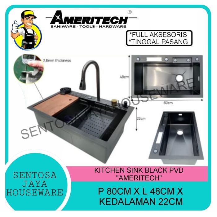 BAK CUCI PIRING 8048 HITAM AMERITECH / KITCHEN SINK RAINFALL AMERITECH BLACK PVD