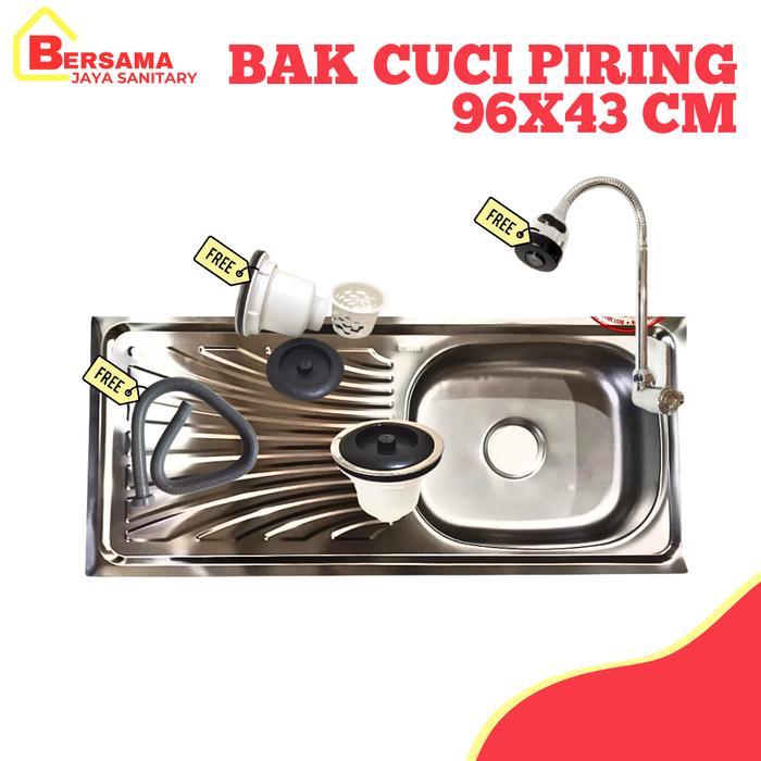 Paket Lengkap Wastafel cuci piring Kitchen Sink cuci piring tempat cuci piring stainless Set Keran