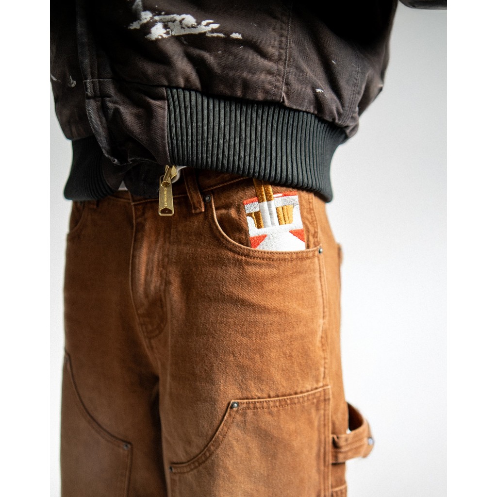 Loose Y2K American Brown Jeans Fashion Brand Embroidered Punk Gothic Men Women Washed Loose Wide Leg