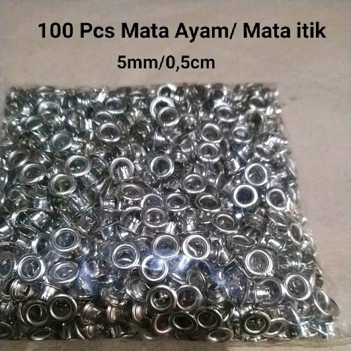 MURAH 100 PCS MATA ITIK / MATA AYAM EYELET 5 MM WARNA MERAH ANTI KARAT AKSESORIS SEPATU DAN