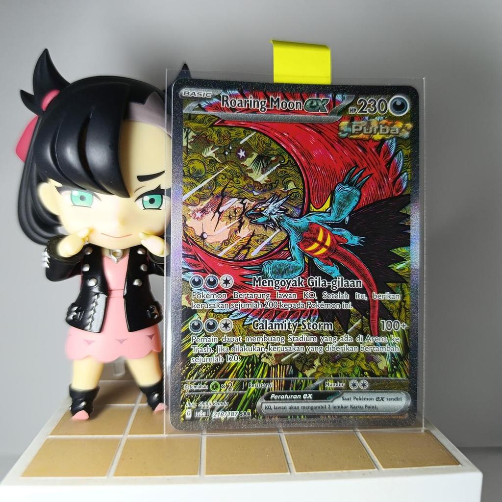 ORI Kartu Pokemon Roaring Moon EX SAR Purba Terastal Indo H sv8a I 218/187 TCG Card Eevee Tera Poke 