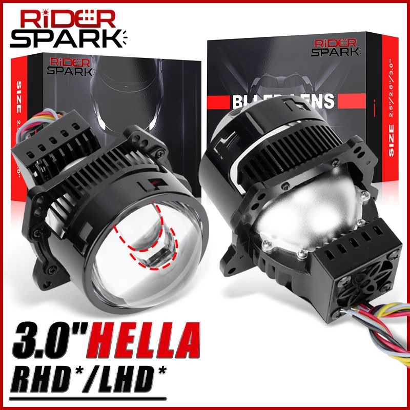 Riderspark 3 Inch Bi LED Projector Headlights Lenses Hella Laser LED Lights 160W 60000LM Headlamp