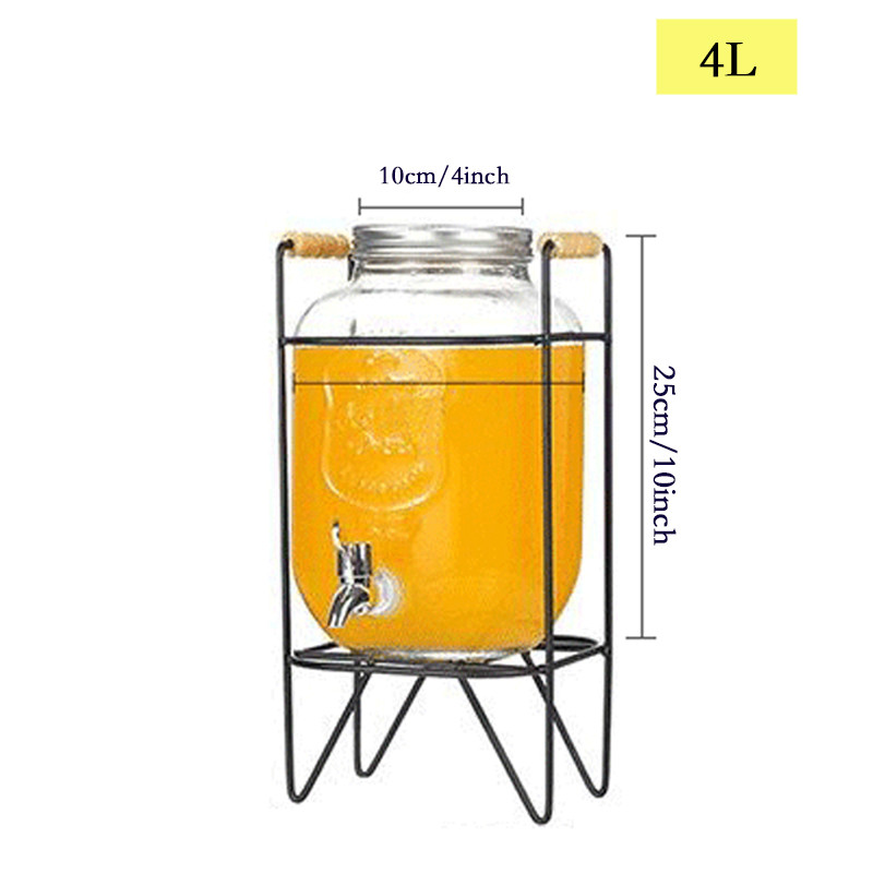 " 4L Glass Jar Party Juice Dispenser Glass Drink Beverage Dispenser "