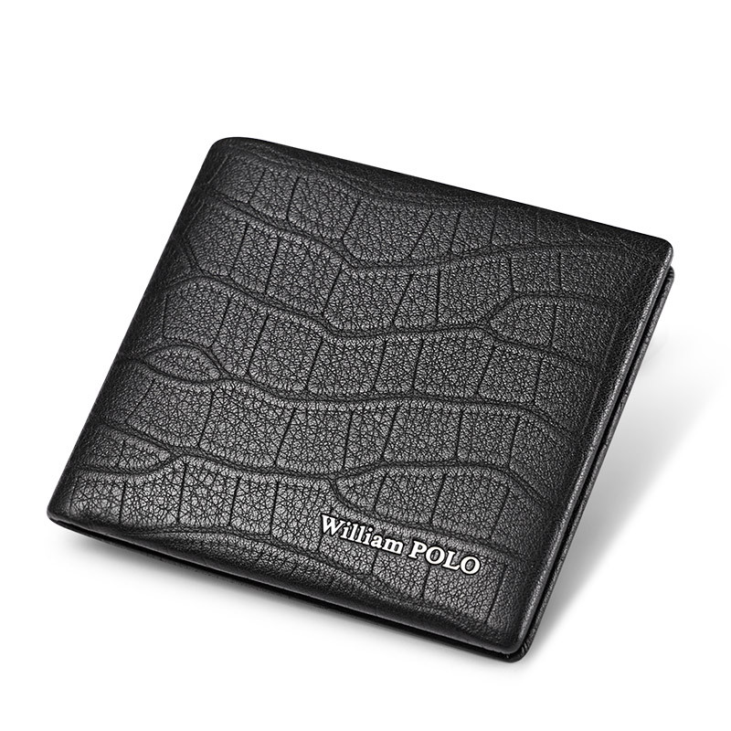 WILLIAMPOLO 100% Genuine Leather Wallet Men Crocodile Pattern Men Card Holder Wallet Real Cowhide