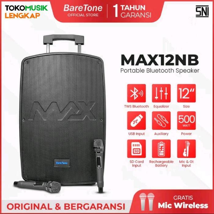 Speaker Portable Baretone MAX12NB Speaker Baretone MAX 12NB 12 Inch Bluetooh Garansi