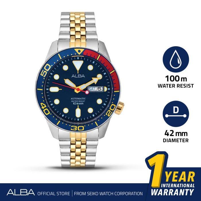 Jam Tangan Pria Alba Automatic Stainless Blue Dial AL4185